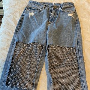 LF jeans with rhinestone knee
